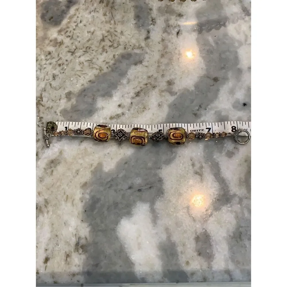 Austria Crystals and Murano Glass Sterling Silver Bracelet #handmade #Italy